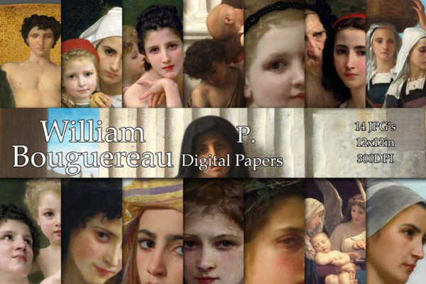 William-Adolphe Bouguereau Inspired Digital Papers: Part 1