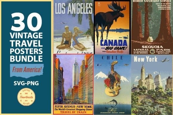 Vintage Airline Travel Posters Bundle